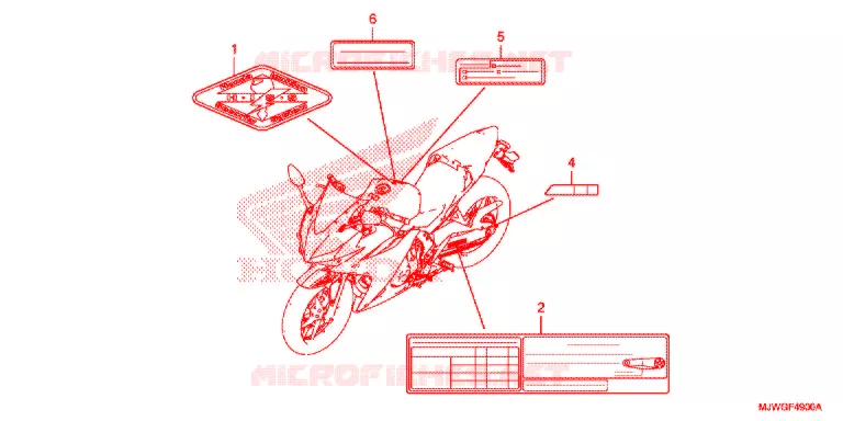 WAARSCHUWINGSLABEL Honda MOTO 500 CBR 2016  CBR500RAG