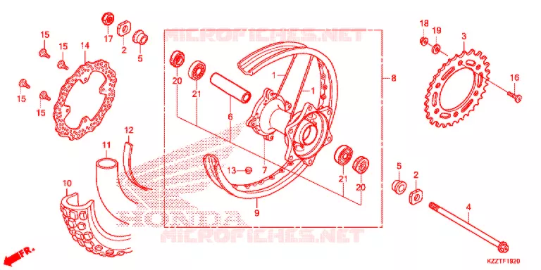 ACHTER WIEL Honda MOTO 250 CRF 2019  CRF250LDK