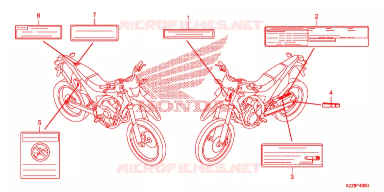 WAARSCHUWINGSLABEL Honda MOTO 250 CRF 2014  CRF250LE