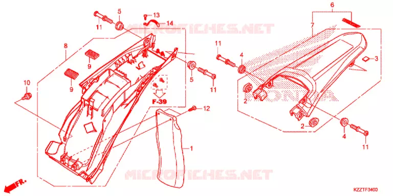 ACHTER STROOMLIJNKAP Honda MOTO 250 CRF 2019  CRF250RLK