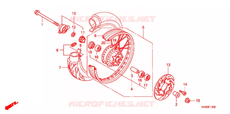 VOOR WIEL (RAYON/FREIN A DISQUE) Honda SCOOTER 110 CLICK 2007  ANC110BBT7
