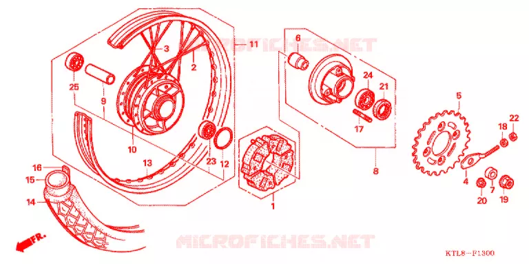 ACHTER WIEL Honda MOTO 100 WAVE 2005  ANF100ST5
