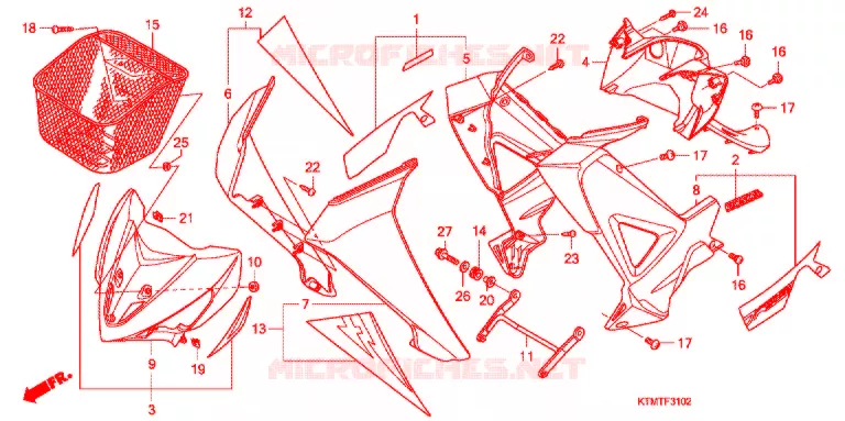 HOOFD PIJP AFDEKKING/BEENSCHILD (3) Honda MOTO 110 WAVE 2007  ANF125MST8