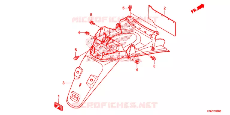 ACHTER STROOMLIJNKAP Honda SCOOTER 110 SCOOPY 2016  ACF110SFG