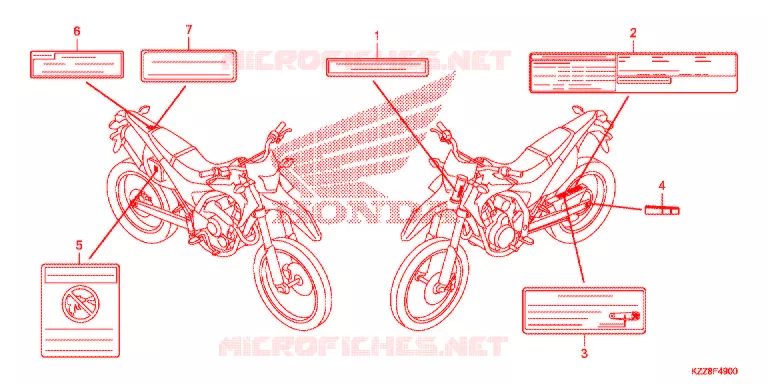 WAARSCHUWINGSLABEL Honda MOTO 250 CRF 2015  CRF250LF_TH