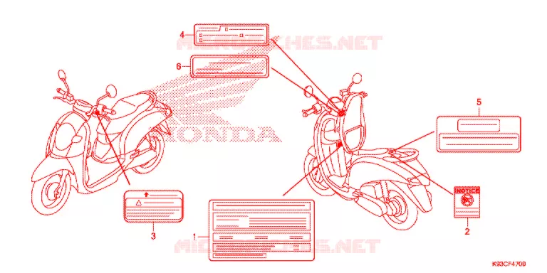 WAARSCHUWINGSLABEL Honda SCOOTER 110 SCOOPY 2020  ACF110CBTK