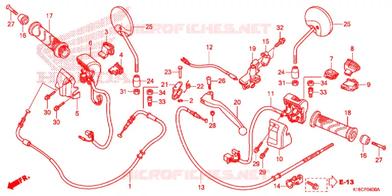 HENDEL HEFBOOM/SCHAKELAAR/KABEL Honda SCOOTER 110 SCOOPY 2016  ACF110CSFG