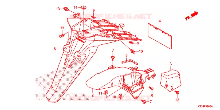 ACHTERSPATBORD / KENTEKEN VERLICHTING Honda SCOOTER 125 AIR-BLADE 2015  ACA125CBFF_4V