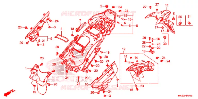 ACHTER STROOMLIJNKAP (CRF1100A2/A4/AL2/AL4/D2/D4/DL2/DL4) Honda MOTO 1100 AFRICA-TWIN 2020  CRF1100DL4L