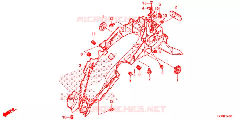 ACHTER STROOMLIJNKAP Honda MOTO 110 WAVE 2020  AFS110MCSL