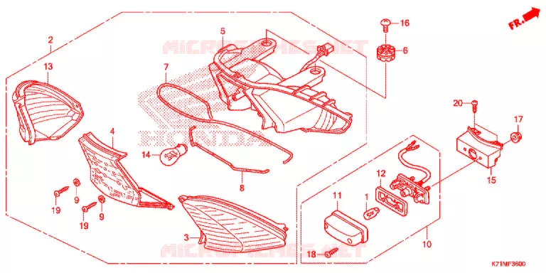 ACHTERLICHT Honda MOTO 110 WAVE 2020  AFS110MCSL