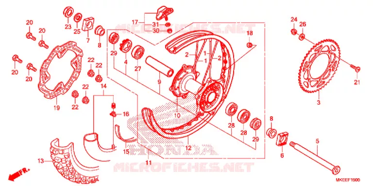ACHTER WIEL Honda MOTO 450 CRF 2020  CRF450RXL