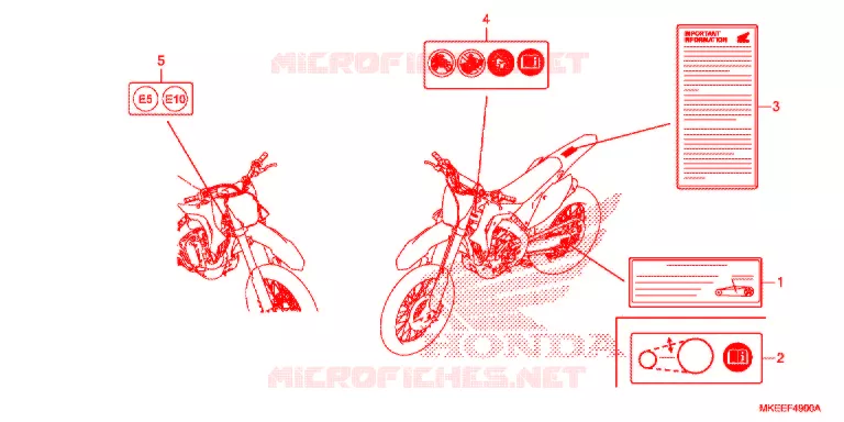 WAARSCHUWINGSLABEL Honda MOTO 450 CRF 2020  CRF450RXL