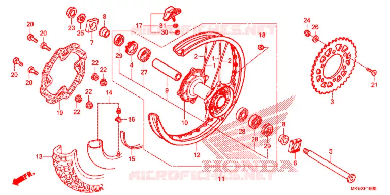 ACHTER WIEL Honda MOTO 450 CRF 2023  CRF450XK