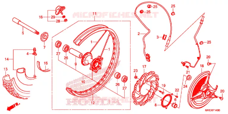 VOOR WIEL Honda MOTO 450 CRF 2023  CRF450XK