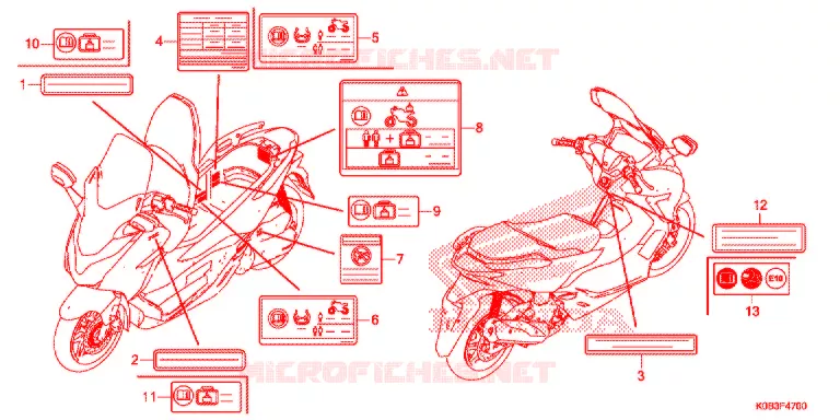 WAARSCHUWINGSLABEL Honda SCOOTER 300 FORZA 2020  NSS300AL