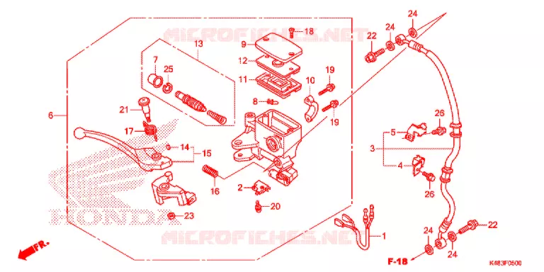 VOORREM HOOFDCILINDER Honda SCOOTER 110 SPACY 2017  SCR1105WHH