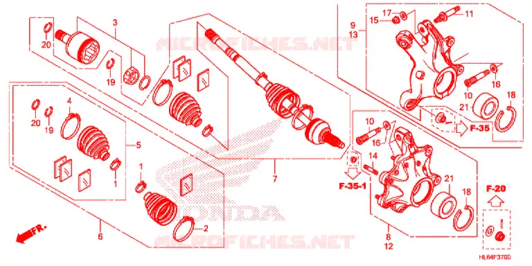 ACHTER KNOKKEL/ACHTER AANDRIJFAS Honda ATV 1000 TALON 2021  SXS1000S2RM