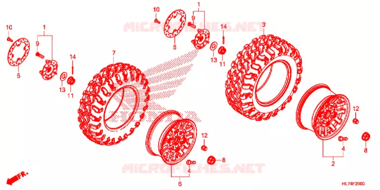 ACHTER WIEL Honda ATV 1000 TALON 2020  SXS1000S4DL