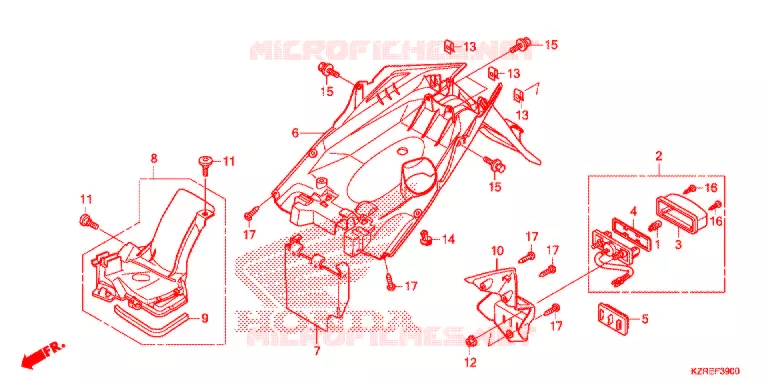 ACHTERSPATBORD / KENTEKEN VERLICHTING Honda SCOOTER 125 CLICK 2014  ACB125BE
