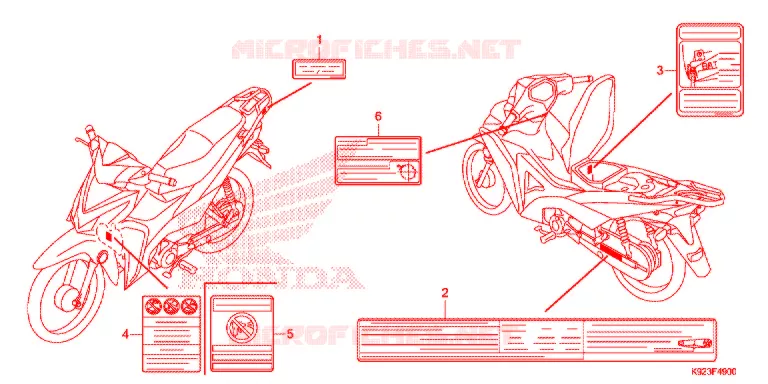 WAARSCHUWINGSLABEL Honda MOTO 110 WAVE 2017  AFS1101SPH