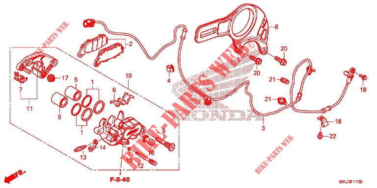 ACHTER REMKLAUW voor Honda CB 1000 R ABS 2020