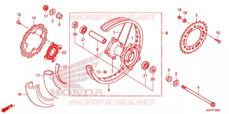 ACHTER WIEL Honda MOTO 250 CRF 2020  CRF250RLAL