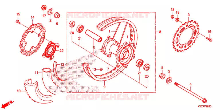 ACHTER WIEL Honda MOTO 250 CRF 2020  CRF250RLL