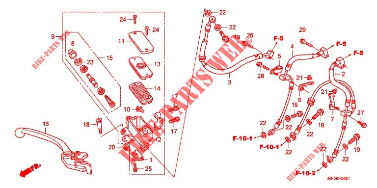VOORREM HOOFDCILINDER (CB600FA/FA3) voor Honda CB 600 F HORNET ABS 25KW 2011