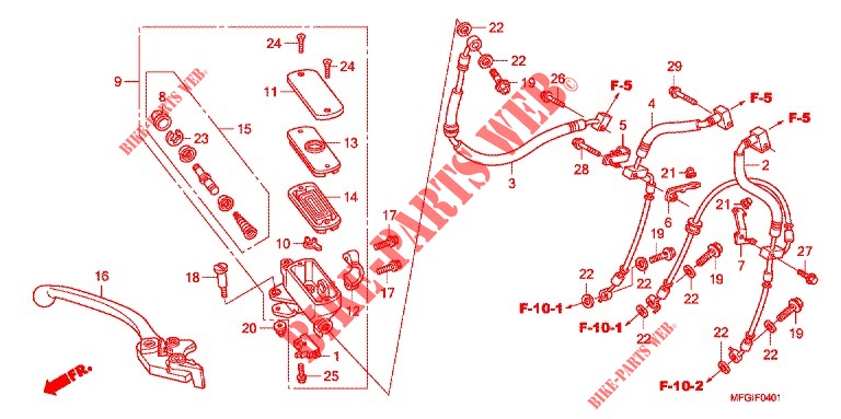 VOORREM HOOFDCILINDER (CB600FA/FA3) voor Honda CB 600 F HORNET ABS 2011