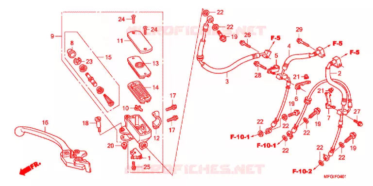 VOORREM HOOFDCILINDER (CB600FA/FA3) Honda MOTO 600 HORNET 2011  CB600FAB