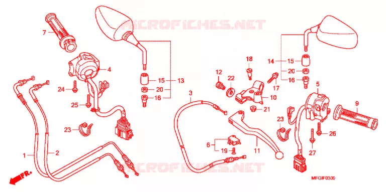 HENDEL HEFBOOM/SCHAKELAAR/KABEL  Honda MOTO 600 HORNET 2011  CB600FB