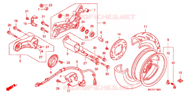 ACHTER WIEL  Honda SCOOTER 600 SILVERWING 2008  FJS600A7