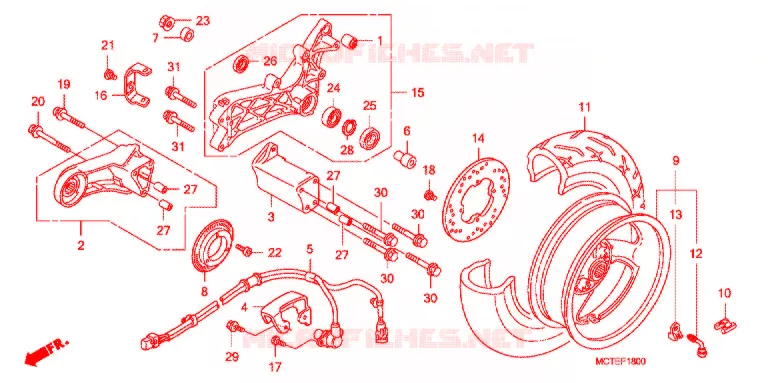ACHTER WIEL  Honda SCOOTER 600 SILVERWING 2009  FJS600A7