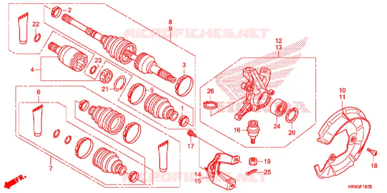 VOOR KNOKKEL/VOOR AANDRIJFAS Honda ATV 520 FOURTRAX 2021  TRX520FM2M