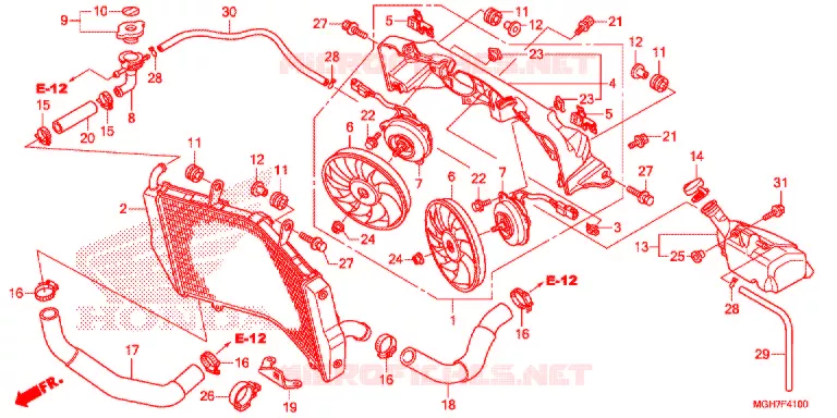 RADIATEUR  Honda MOTO 1200 CROSSTOURER 2015  VFR1200XF
