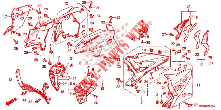 MIDDENKAP  voor Honda CROSSTOURER 1200 DCT 2015