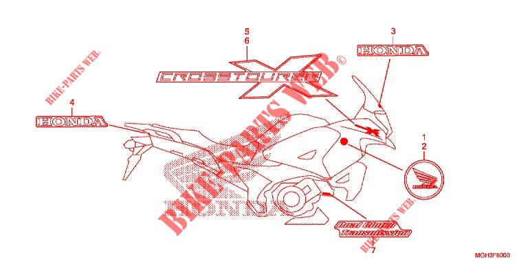 MERK/EMBLEEM (BR,E,ED,F,KO,RU,U,2BR) voor Honda CROSSTOURER 1200 2012