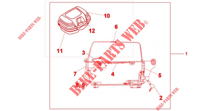 TOP BOX 45L UNPAINTED  voor Honda 125 VARADERO 2012