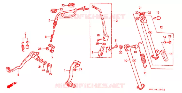 PEDAAL/KICKSTARTER ARM  Honda MOTO 600 XR 1998  XR600RW