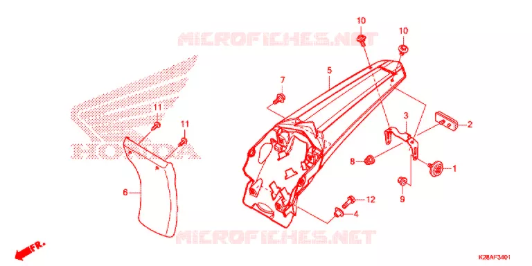 ACHTER STROOMLIJNKAP (CRF125F/FB'19,'20,'21) Honda MOTO 125 CRF 2021  CRF125FM
