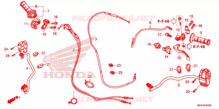 HENDEL HEFBOOM/SCHAKELAAR/KABEL  Honda MOTO 450 CRF 2021  CRF450RLM