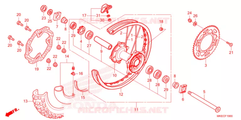 ACHTER WIEL  Honda MOTO 450 CRF 2021  CRF450RM