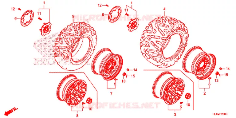 ACHTER WIEL Honda ATV 1000 PIONEER 2021  SXS1000M3DM