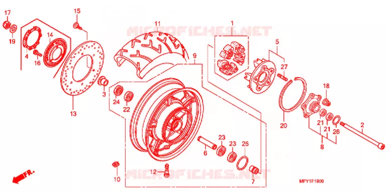 ACHTER WIEL  Honda MOTO 1300 VT 2010  VT1300CRA