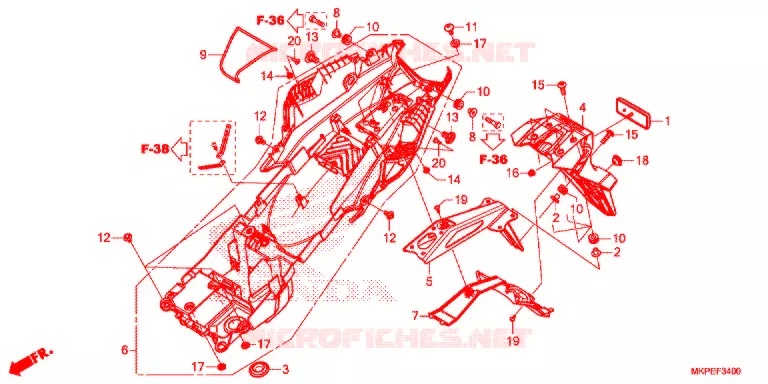 ACHTER STROOMLIJNKAP  Honda MOTO 500 CB 2021  CB500FAM