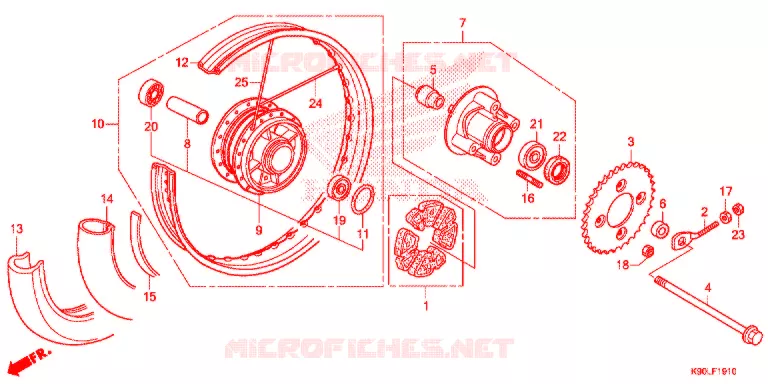 ACHTER WIEL (RAYON/FREIN A TAMBOUR) Honda MOTO 110 WAVE 2020  AFP110SFL