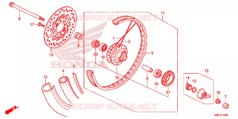 VOOR WIEL (RAYON/FREIN A DISQUE) Honda MOTO 110 WAVE 2020  AFP110SFL