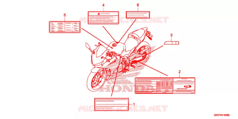 WAARSCHUWINGSLABEL   Honda MOTO 500 CBR 2021  CBR500RAM