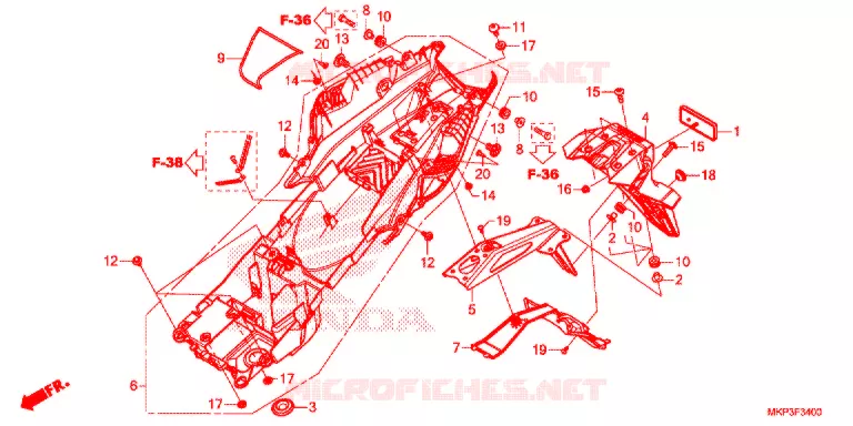 ACHTER STROOMLIJNKAP  Honda MOTO 500 CBR 2021  CBR500RAM